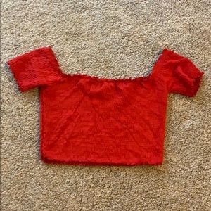 Red ruffle crop top